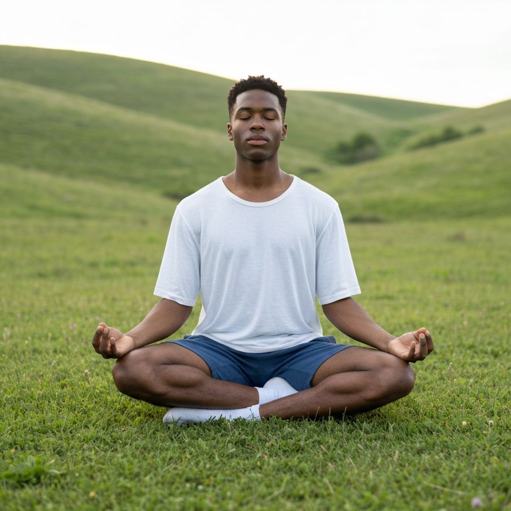 Person meditating in nature